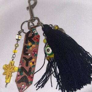 Multicolor Key & Card Holder with Tassel